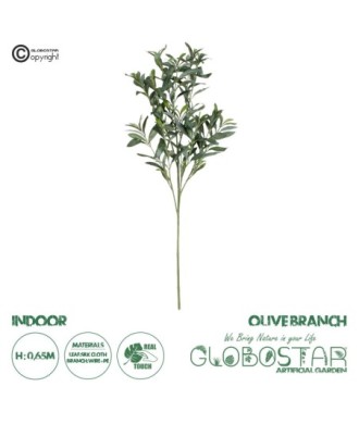 GloboStar® Artificial Garden OLIVE TREE BRANCH 20234 Τεχνητό Διακοσμητικό Κλαδί Ελιάς Π30 x Υ65cm